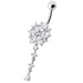 Flower Dangling Jeweled Navel Ring - Monster Piercing