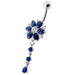 Flower Dangling Jeweled Navel Ring - Monster Piercing