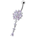 Flower Dangling Jeweled Navel Ring - Monster Piercing