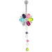 Flower Dangling Jeweled Navel Ring - Monster Piercing