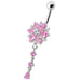 Flower Dangling Jeweled Navel Ring - Monster Piercing