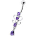 14G Fancy Dangling Green Stone Belly Ring - Monster Piercing