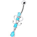 14G Fancy Dangling Green Stone Belly Ring - Monster Piercing