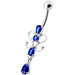 14G Fancy Dangling Green Stone Belly Ring - Monster Piercing