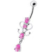 14G Fancy Dangling Green Stone Belly Ring - Monster Piercing