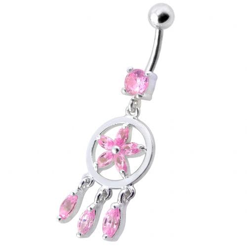 Fancy Dangling SS Belly Ring - Monster Piercing