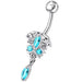 Fancy Dangling Jeweled Banana Bar Navel Ring - Monster Piercing