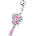 Fancy Dangling Jeweled Banana Bar Navel Ring - Monster Piercing