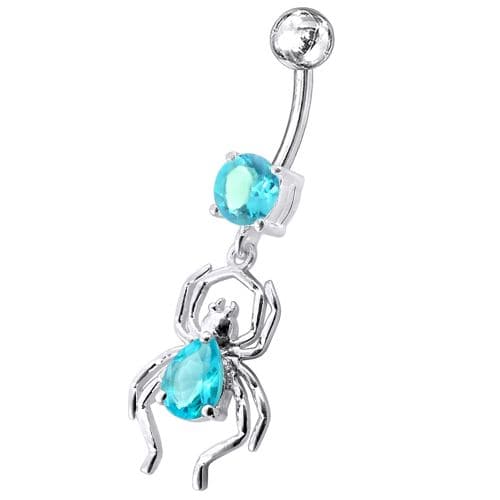 Fancy Jeweled Spider Dangling Belly Ring - Monster Piercing