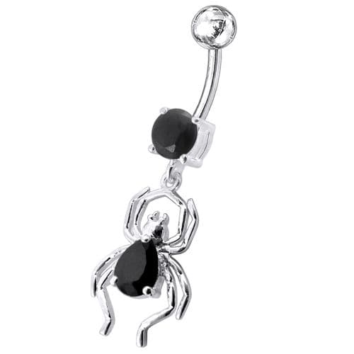 Fancy Jeweled Spider Dangling Belly Ring - Monster Piercing