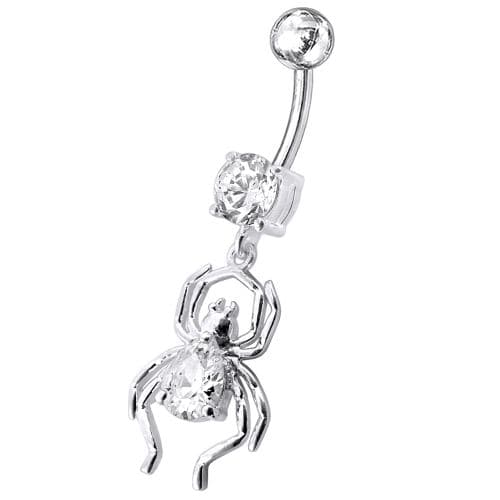 Fancy Jeweled Spider Dangling Belly Ring - Monster Piercing