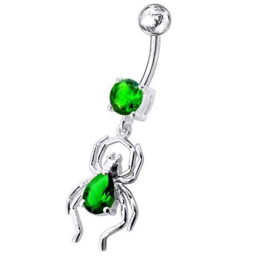 Fancy Jeweled Spider Dangling Belly Ring - Monster Piercing