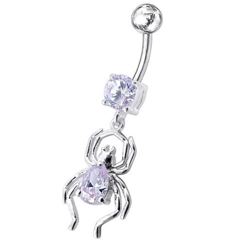 Fancy Jeweled Spider Dangling Belly Ring - Monster Piercing