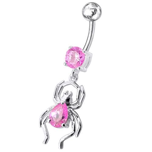 Fancy Jeweled Spider Dangling Belly Ring - Monster Piercing