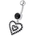 Fancy  Heart Dangling Jeweled Banana Bay Navel Ring - Monster Piercing