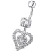 Fancy  Heart Dangling Jeweled Banana Bay Navel Ring - Monster Piercing