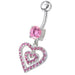 Fancy  Heart Dangling Jeweled Banana Bay Navel Ring - Monster Piercing