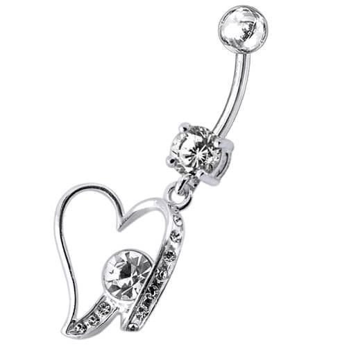 Fancy Jeweled Heart Dangling Belly Ring - Monster Piercing