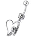 Fancy Jeweled Heart Dangling Belly Ring - Monster Piercing