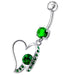 Fancy Jeweled Heart Dangling Belly Ring - Monster Piercing