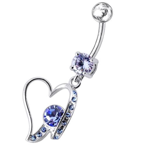 Fancy Jeweled Heart Dangling Belly Ring - Monster Piercing