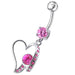 Fancy Jeweled Heart Dangling Belly Ring - Monster Piercing