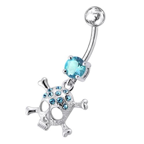 Jeweled Skull Dangling Belly Ring - Monster Piercing