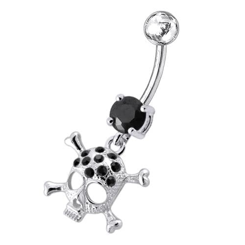 Jeweled Skull Dangling Belly Ring - Monster Piercing