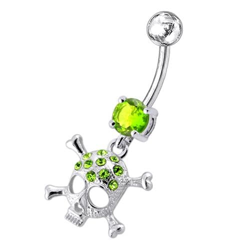 Jeweled Skull Dangling Belly Ring - Monster Piercing