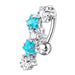 Fancy Jeweled Dangling 5 Stars Reverse Belly Ring - Monster Piercing