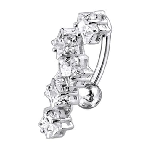 Fancy Jeweled Dangling 5 Stars Reverse Belly Ring - Monster Piercing