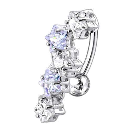 Fancy Jeweled Dangling 5 Stars Reverse Belly Ring - Monster Piercing