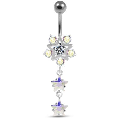 Fancy Jeweled Star Dangling Belly Ring - Monster Piercing