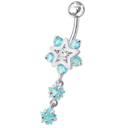 Fancy Jeweled Star Dangling Belly Ring - Monster Piercing