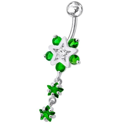 Fancy Jeweled Star Dangling Belly Ring - Monster Piercing