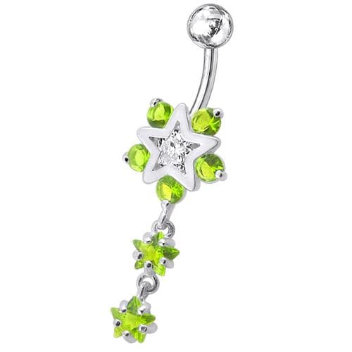 Fancy Jeweled Star Dangling Belly Ring - Monster Piercing