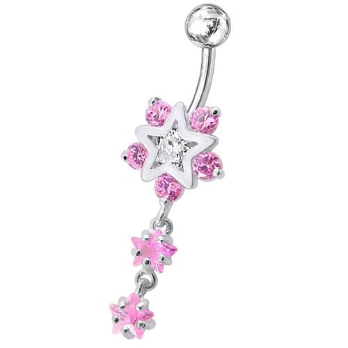 Fancy Jeweled Star Dangling Belly Ring - Monster Piercing