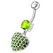 Fancy  Jeweled Heart Dangling SS Bar Belly Ring - Monster Piercing