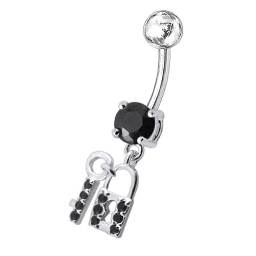 Fancy Jewelled "Lock & Key" Dangling Belly Ring - Monster Piercing