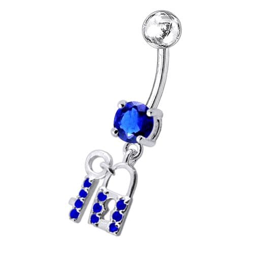 Fancy Jewelled "Lock & Key" Dangling Belly Ring - Monster Piercing