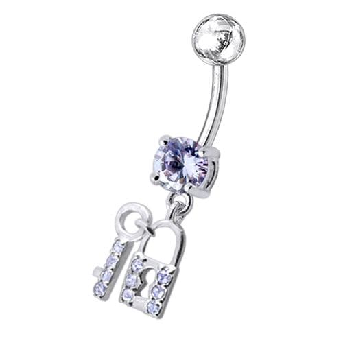 Fancy Jewelled "Lock & Key" Dangling Belly Ring - Monster Piercing