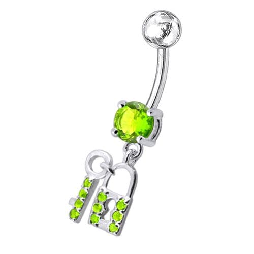 Fancy Jewelled "Lock & Key" Dangling Belly Ring - Monster Piercing