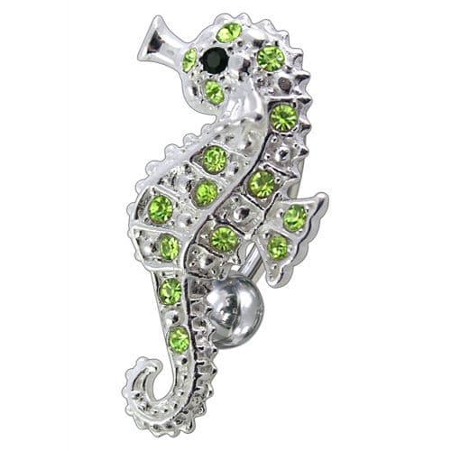 Fancy Jeweled Sea Horse Reverse Dangling Belly Ring - Monster Piercing