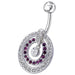 Fancy Multi Stone Jeweled Circle Dangling Belly Navel Ring Body Jewelry - Monster Piercing