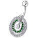 Fancy Multi Stone Jeweled Circle Dangling Belly Navel Ring Body Jewelry - Monster Piercing