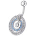 Fancy Multi Stone Jeweled Circle Dangling Belly Navel Ring Body Jewelry - Monster Piercing