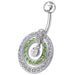 Fancy Multi Stone Jeweled Circle Dangling Belly Navel Ring Body Jewelry - Monster Piercing