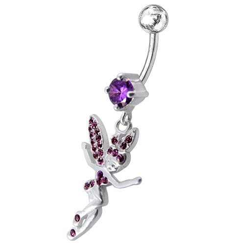 Jeweled Flying Angel Dangling Belly Ring - Monster Piercing