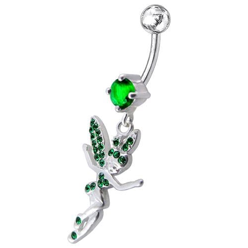 Jeweled Flying Angel Dangling Belly Ring - Monster Piercing