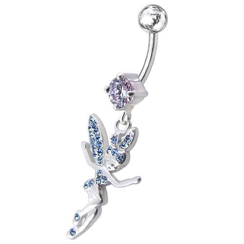 Jeweled Flying Angel Dangling Belly Ring - Monster Piercing